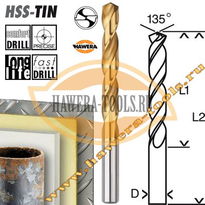    HSS-TiN DIN 338 6,0 x 93/57  -     